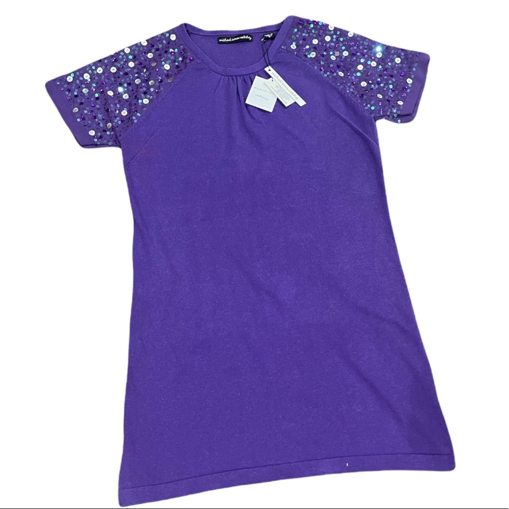 Michael Simon Workshop purple jeweled sleeve dress New with tags size Medium.